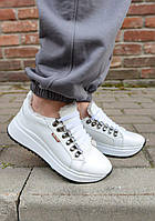 Белые зимние женские кроссовки из натуральной кожи размеры 32-41 N9358