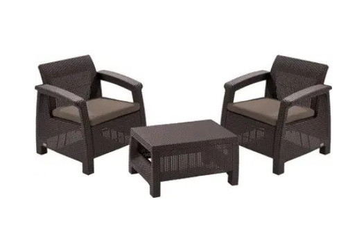 Комплект пластикових меблів Keter Corfu II Weekend Set 223235 для балкона коричневий