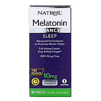Мелатонин Медленного Высвобождения 10 мг, Melatonin Advanced Sleep, Natrol, 60 таблеток MD, код: 2335107