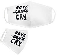 Многоразовая 4-х слойная защитная маска Boys don t cry размер 3 7-14 лет белая MiC (mask2NEW) FE, код: 5865216
