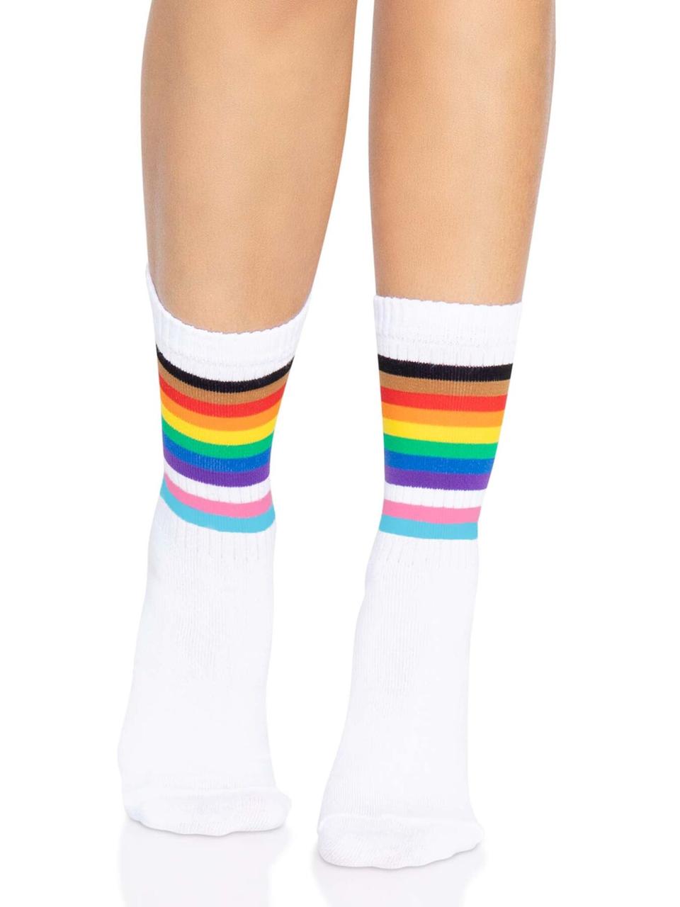 Шкарпетки жіночі білі Leg Avenue Pride crew socks Rainbow, фото 1