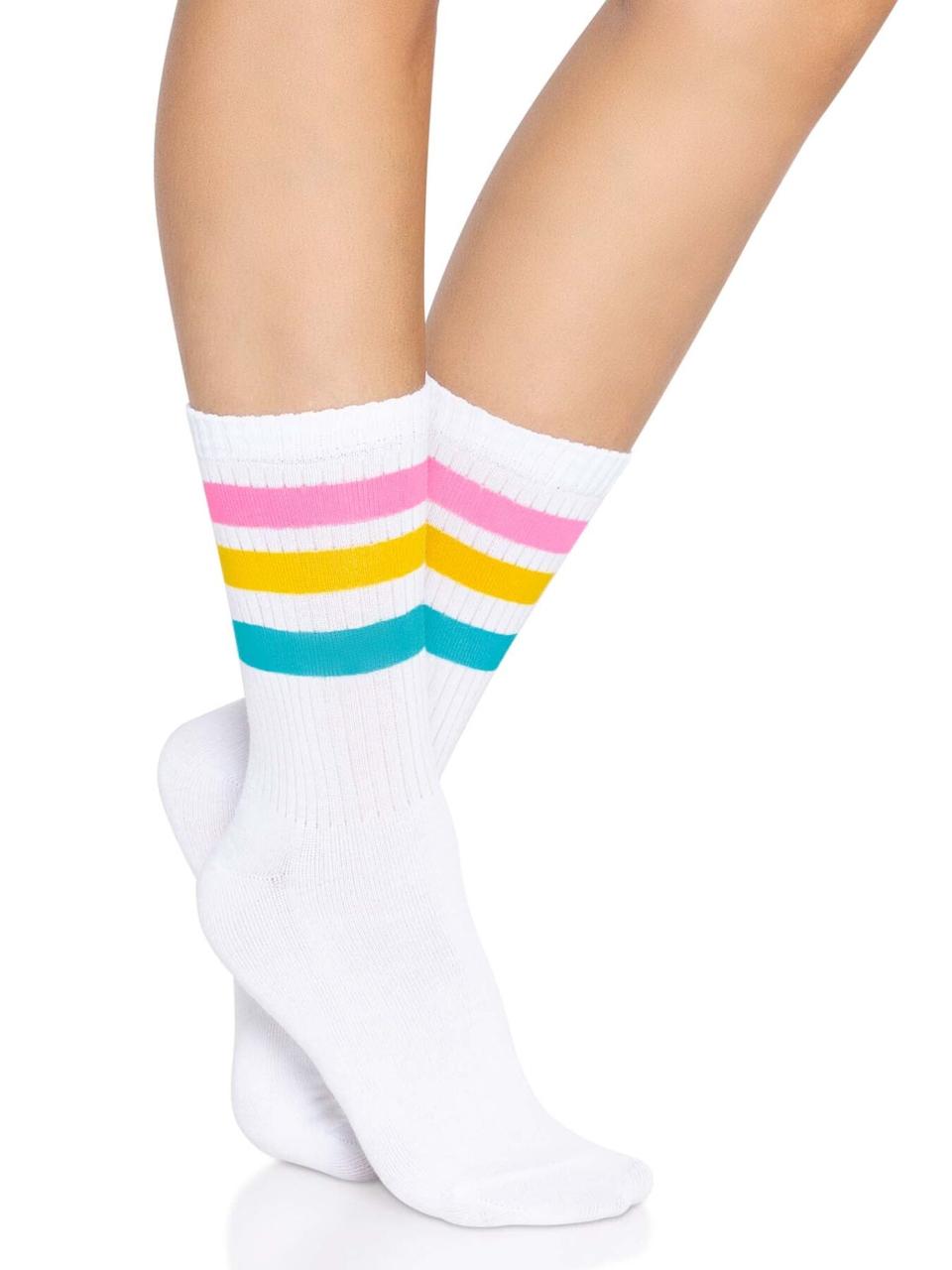 Шкарпетки жіночі білі Leg Avenue Pride crew socks Pansexual, фото 1