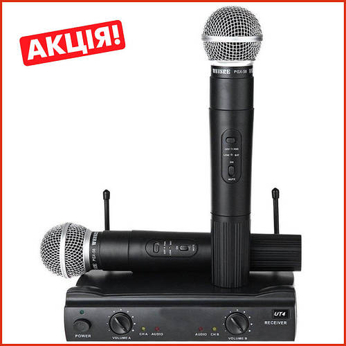 Двухмикрофонная вокальная радиосистема UT4 ручной кардиоидный ...
