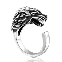 Перстень мужской в виде волка кольцо серебряный волк символ свободы и силы регулируемый