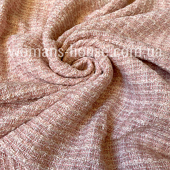 Твідова тканина (костюмна) щільна Пудра с сріблястим люрексом