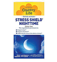 Комплекс для профилактики нервной системы Country Life Stress Shield Nighttime 60 Caps FE, код: 7714348