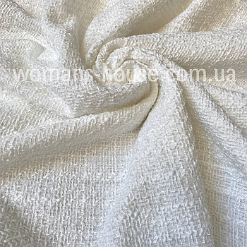 Твідова тканина (костюмна) щільна Біло-молочний сі сріблим люрексом