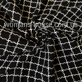 Твідова тканина (костюмна) щільна Чорна в білу клітинку