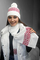 Комплект «Skier» (шапка и шарф) Braxton белый + красный 56-59 FE, код: 8140430