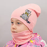 Детская шапка с хомутом КАНТА Кошка размер 52-56 розовый (OC-810) GM, код: 6484701