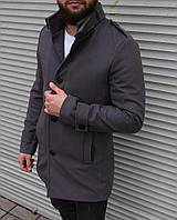 Пальто мужское кашемировое осеннее весеннее до -2°С Band серое | Пальто двубортное демисезонное
