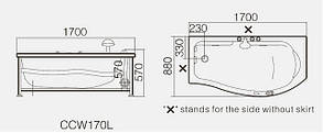 Гідромасажна ванна CRW CCW17002L 1700х880х570 (Лева), фото 2