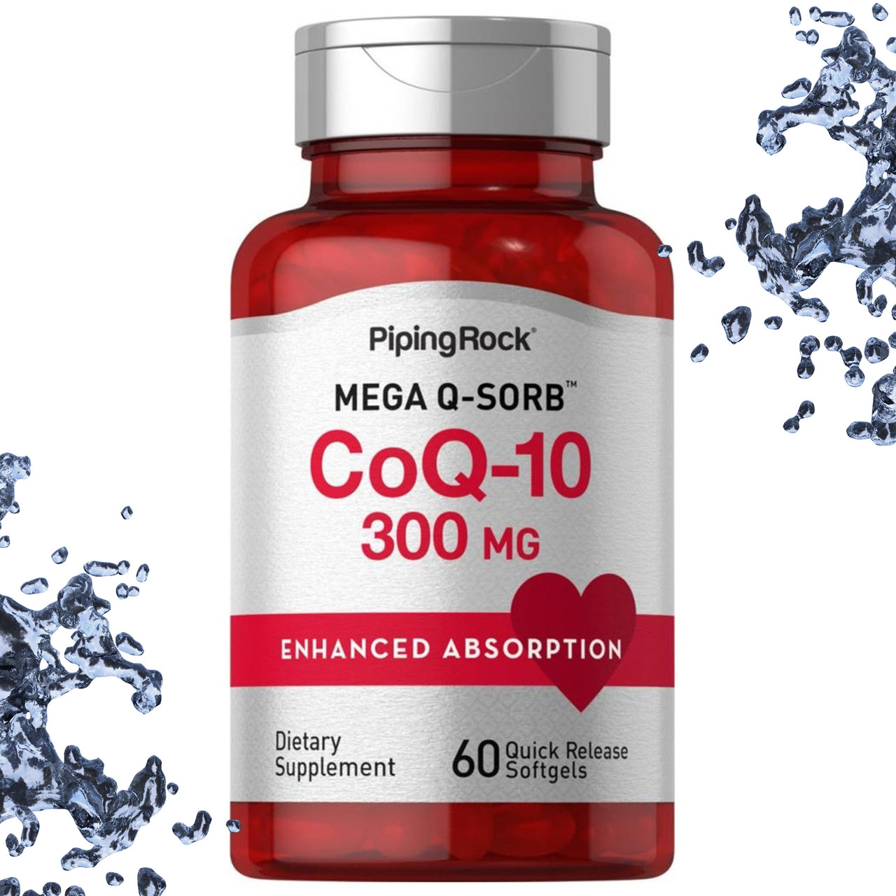 Piping Rock CoQ-10 300 мг with Black Pepper (з Чорним перцем) 60 гелевих капсул, фото 1