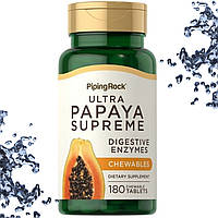 Для пищеварения Папайя Piping Rock Papaya Supreme Digestive Enzymes 180 жевательных таблеток