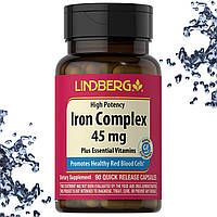 Залізо з вітамінами Lindberg Iron Complex 45 мг plus Essentials Vitamins 90 капсул