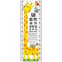 Наклейка на стену UKC Baby Play детский ростомер Жираф с таблицей проверки остроты зрения 78х KA, код: 6631889