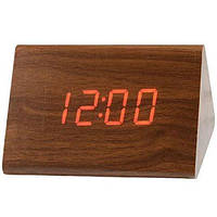 Настольные часы ART-864 от сети + батарейки часы-будильник, дата, температура 12х7х8см Коричн DI, код: 2462960
