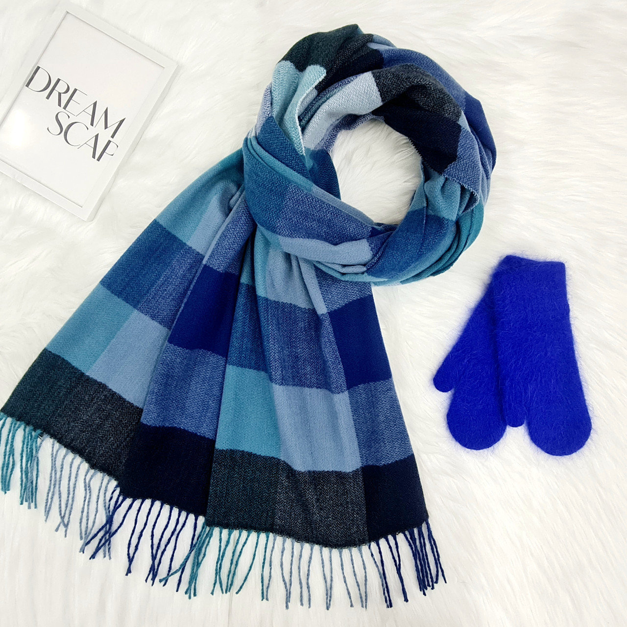 Комплект жіночий зимовий (шарф+рукавиці) M&JJ One size Синій 8045 - 4128, фото 1