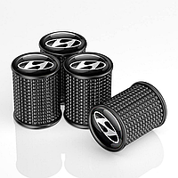 Ковпачки на ніпель для Hyundai Alitek Lux Black Хюндай, метал (4 шт.)