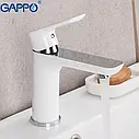 Змішувач для умивальника GAPPO G1048, білий/хром, фото 3