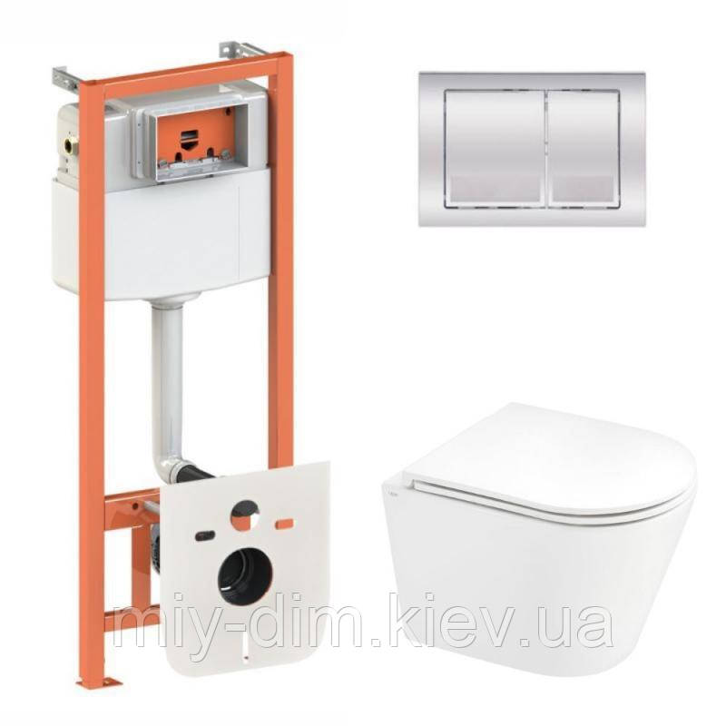 Комплект: Qtap Scorpio Ultra Quiet унітаз підвісний QT1433053EUQW + Nest комплект інсталяції 4в1 (квадратна