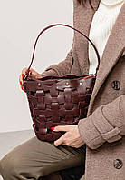 Кожаная плетеная женская сумка Пазл M бордовая Krast BlankNote BB, код: 8132122