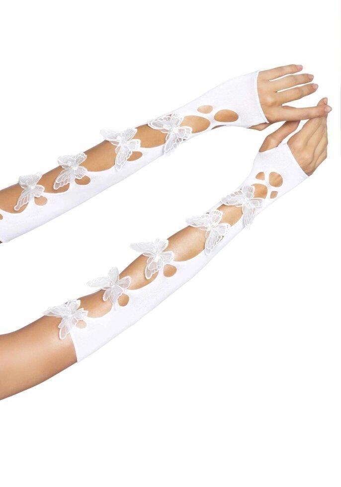 Мітенкі Leg Avenue Butterfly applique arm warmers White, метелики