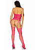 Мереживний бодистокінг з відкритим доступом Leg Avenue High neck lace bodystocking One size Raspberry, фото 7
