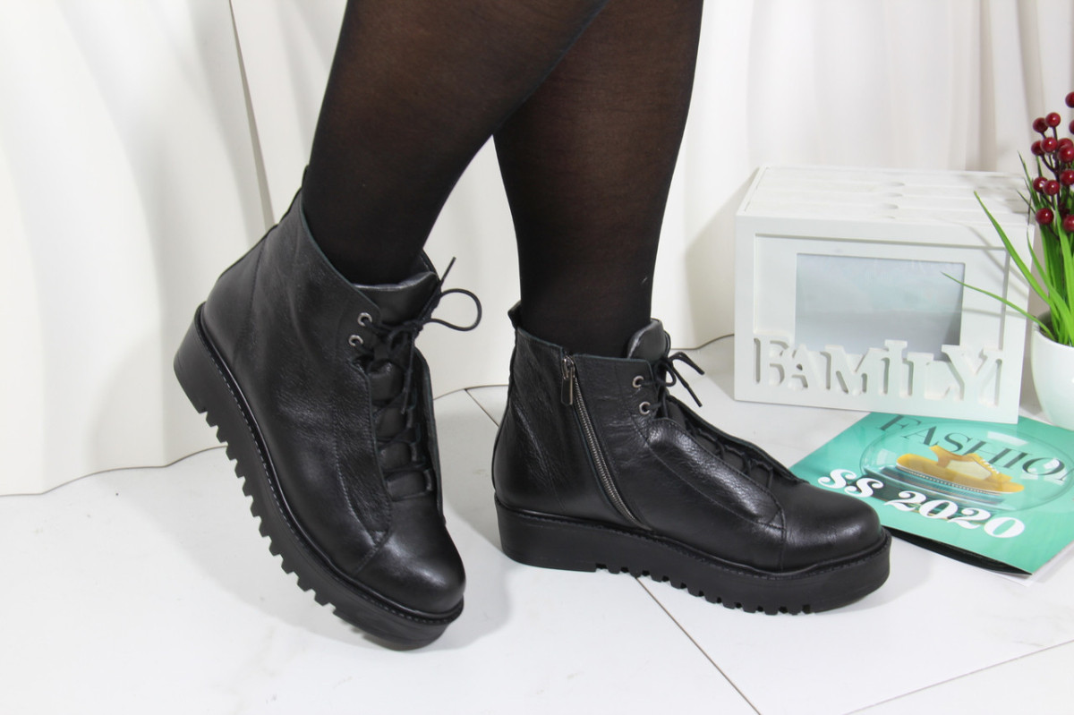 Черевики жіночі Aras Shoes K53-siyah чорні на платформі 37
