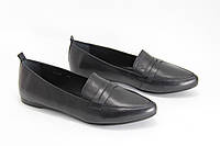 Туфли лоферы женские BURC 4039-siyah кожаные на низком ходу