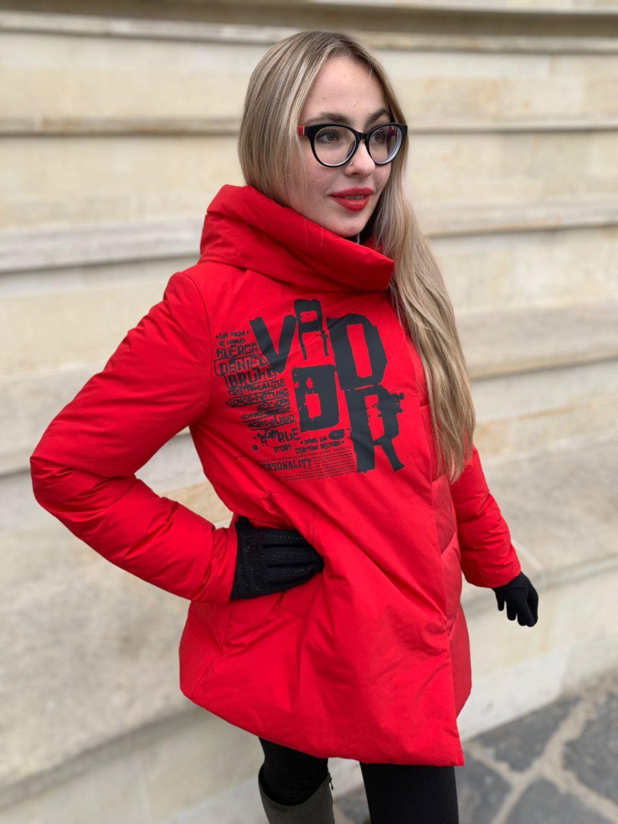 Жіночий пуховик Tongcoi 7105-red червоний короткий