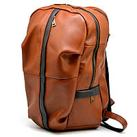 Мужской кожаный городской рюкзак рыжий с коричневым GB-7340-3md TARWA