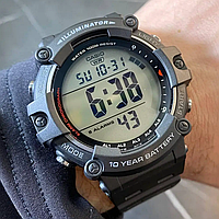 Водонепроницаемые наручные часы мужские противоударные черные Casio оригинал AE-1500 с подсветкой электронные