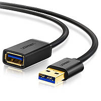 USB кабель удлинитель Ugreen USB 3.0 US129 AM AF штекер - гнездо 1.5 м Черный (30126) OS, код: 1850273