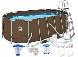 Басейн каркасний 16в1 Avenli 427x275x100 см Brown прямокутний для саду дачі R_2064