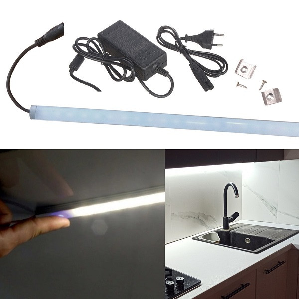 LED підсвітка на кухню 75 см, із сенсором, готовий комплект з кріпленнями та блоком живлення