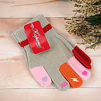 Перчатки для девочки шерстяные осень-зима 4-5 лет бежевый