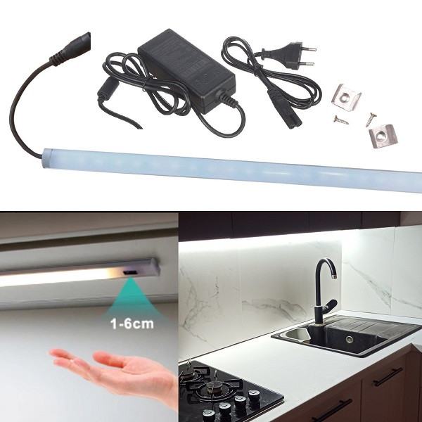 LED підсвітка на кухню 145 см, з безконтактним вимикачем, з кріпленнями та блоком живлення