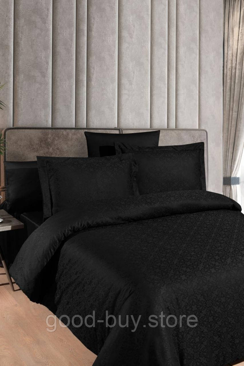 First choice Lamone black постільна білизна сатин-жакард євро 200х220