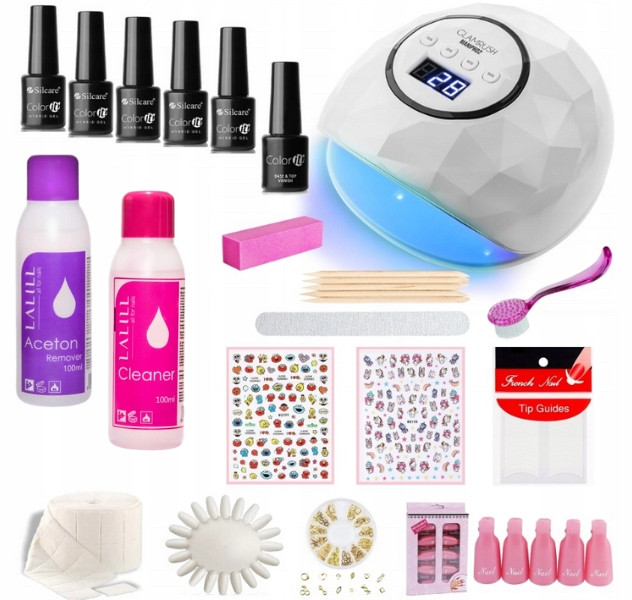 Набір для гібридного манікюру Silcare Color IT Hybrid + УФ лампа 86 Вт + подарунки