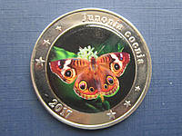 Монета 1 доллар Западная Нуса-Тенггара (Индонезия) 2017 фауна бабочка цветная №3