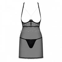 Прозора сорочка з відкритою грудьми Obsessive Pearlove chemise thong, SM