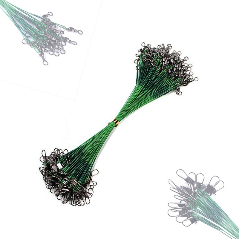 Повідок сталевий 25см 0.5мм, 20шт, з вертлюгом і застібкою, фото 1