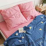 Постільний комплект двоспальний 180х220 Ранфорс бавовна (21441) Молодіжна постільна білизна двоколірна, фото 2