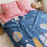 Полуторна постільна білизна 150х220 Ранфорс-бавовна (21432) Двоколірна постільна білизна з натуральних тканин, фото 3