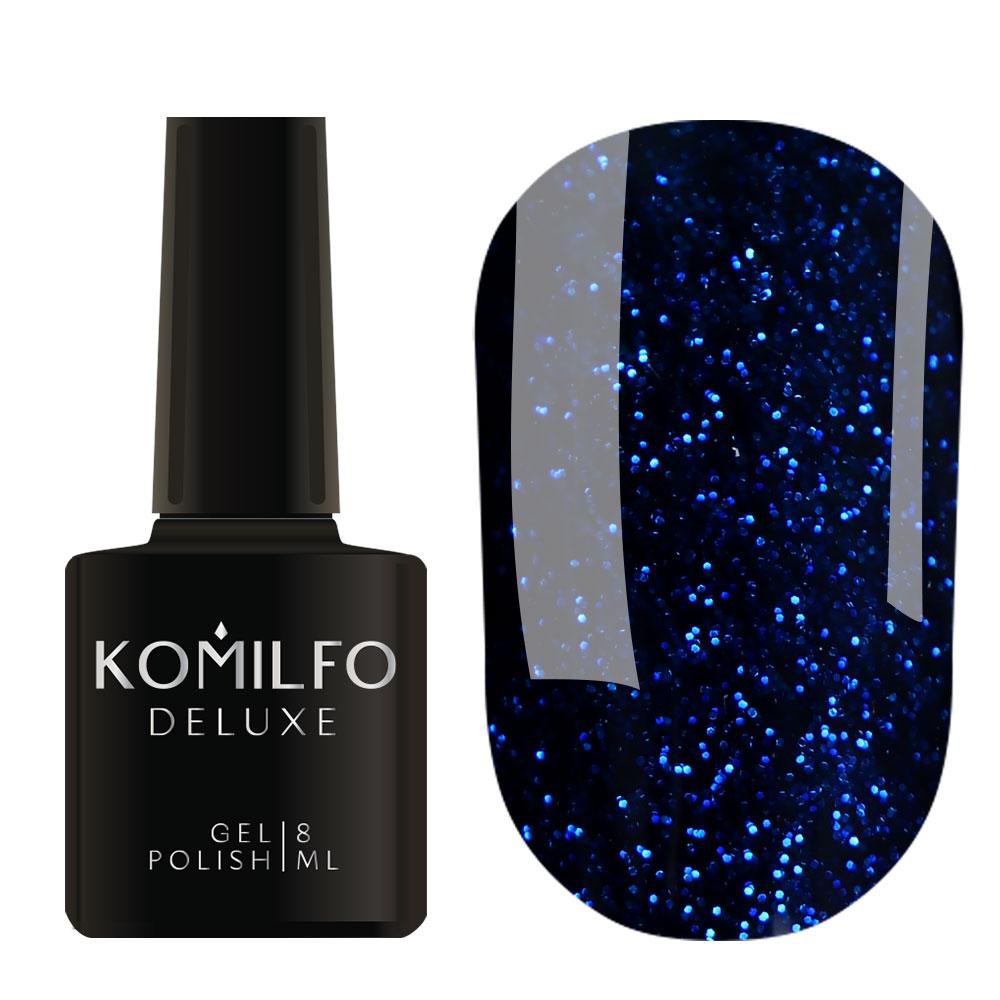 Гель-лак для нігтів Komilfo Stardust Glitter 009 нічний синій з блискітками, 8 мл