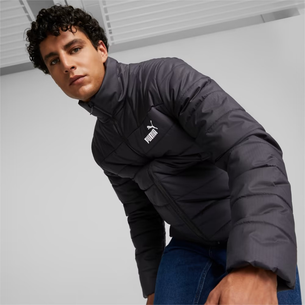 Куртка спортивна чоловіча Puma Essentials+ Padded 849349 01 (чорна, осінь-зима, термо, синтетика, лого пума)