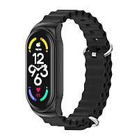 Силиконовый ремешок капсула металл Mijobs Ocean для фитнес браслета Xiaomi Mi Smart Band 3/4/5/6 - Black