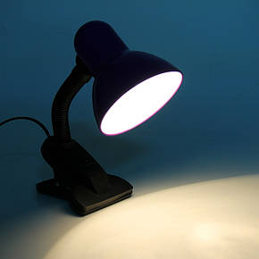Настільна лампа-прищіпка з гнучкою ніжкою та металевим плафоном на 1 лампу Е27 фіолетова Sirius TY 1108B (фіолетова), фото 2