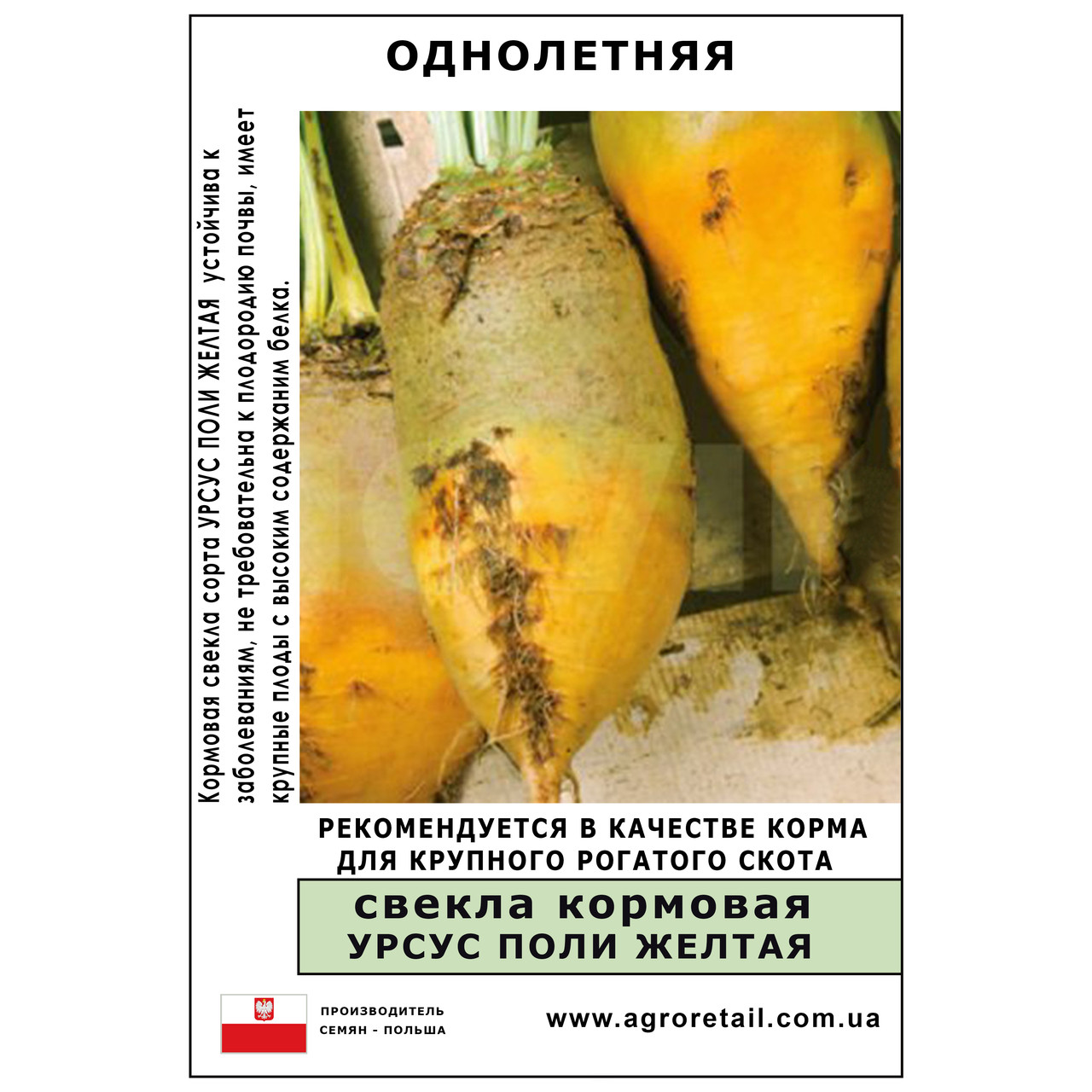 Буряк кормовий жовта Урсус Полі 0.5 кг Malopolska Hodowla Roslin